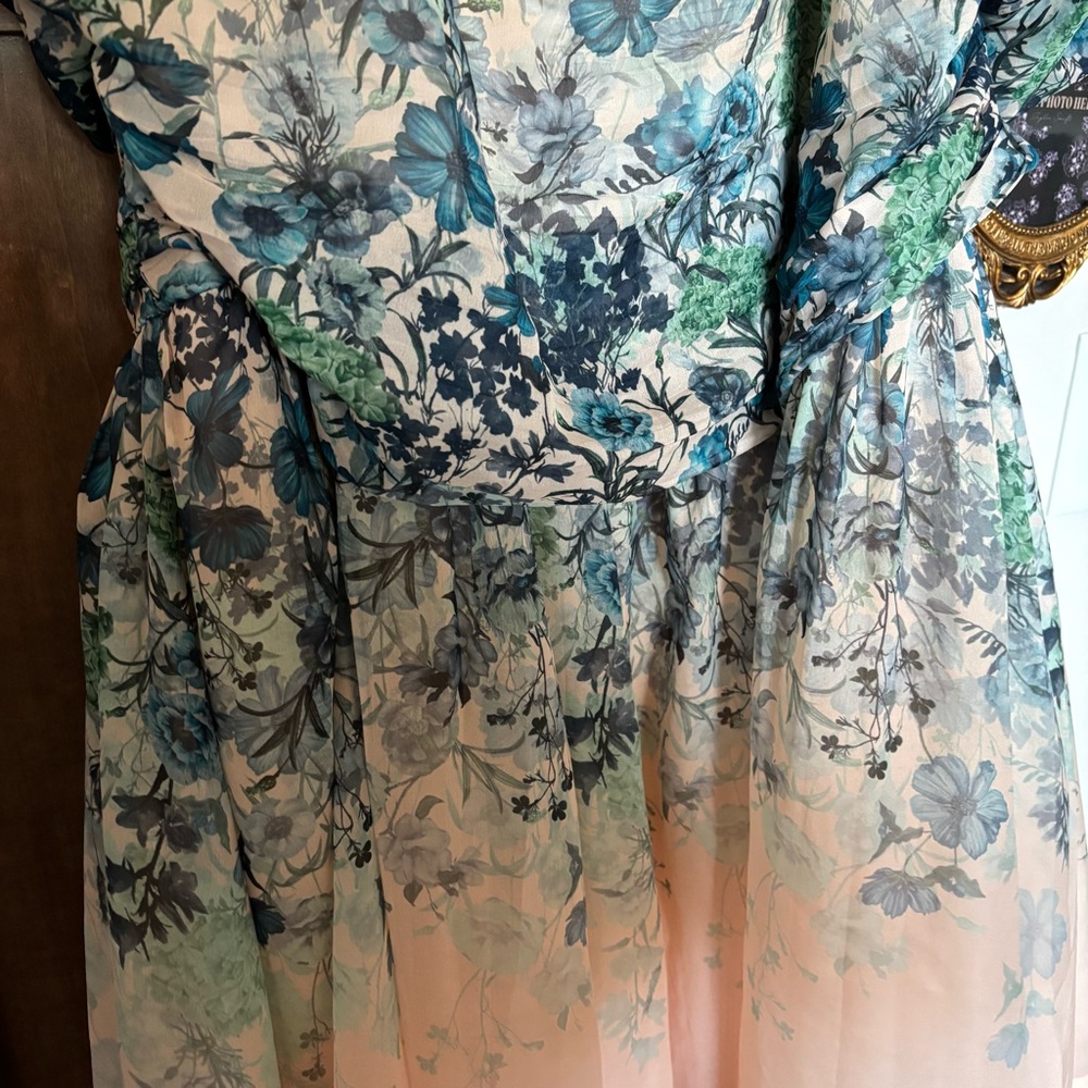 Anthropologie Let Me Be Flo Ruched Mini Dress Plus Size 3X Floral Puff Sleeve - Picture 11 of 15